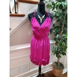 Presley Skye Women Pink Polyester V-Neck Sleeveless Knee Length Dress Size XS